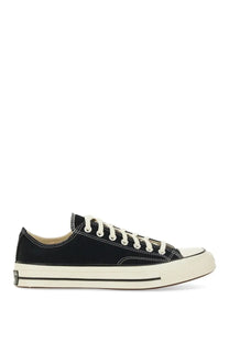 Converse unisex chuck vintage sneaker black low-top canvas with white laces cream rubber toe cap and black side stripe