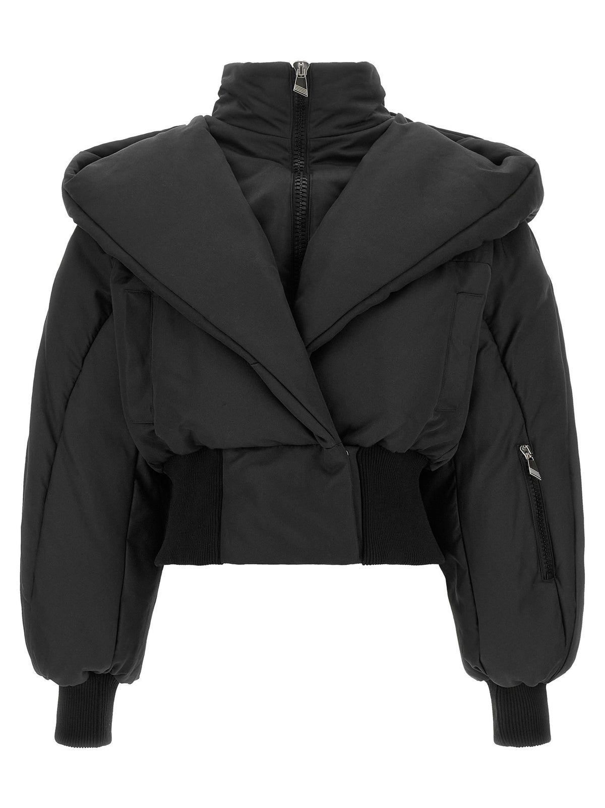 The Attico Convertible Neck Down Jacket Black