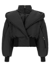 The Attico Convertible Neck Down Jacket Black