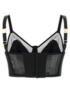 Elisabetta Franchi Cool Wool and Tulle Top Black