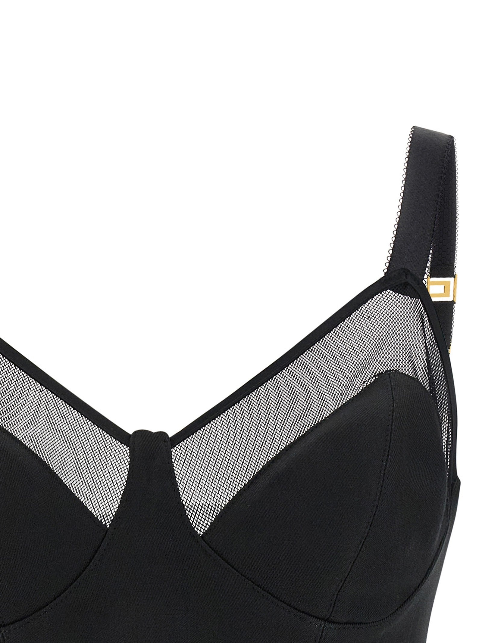 Elisabetta Franchi Cool Wool and Tulle Top Black