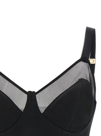 Elisabetta Franchi Cool Wool and Tulle Top Black
