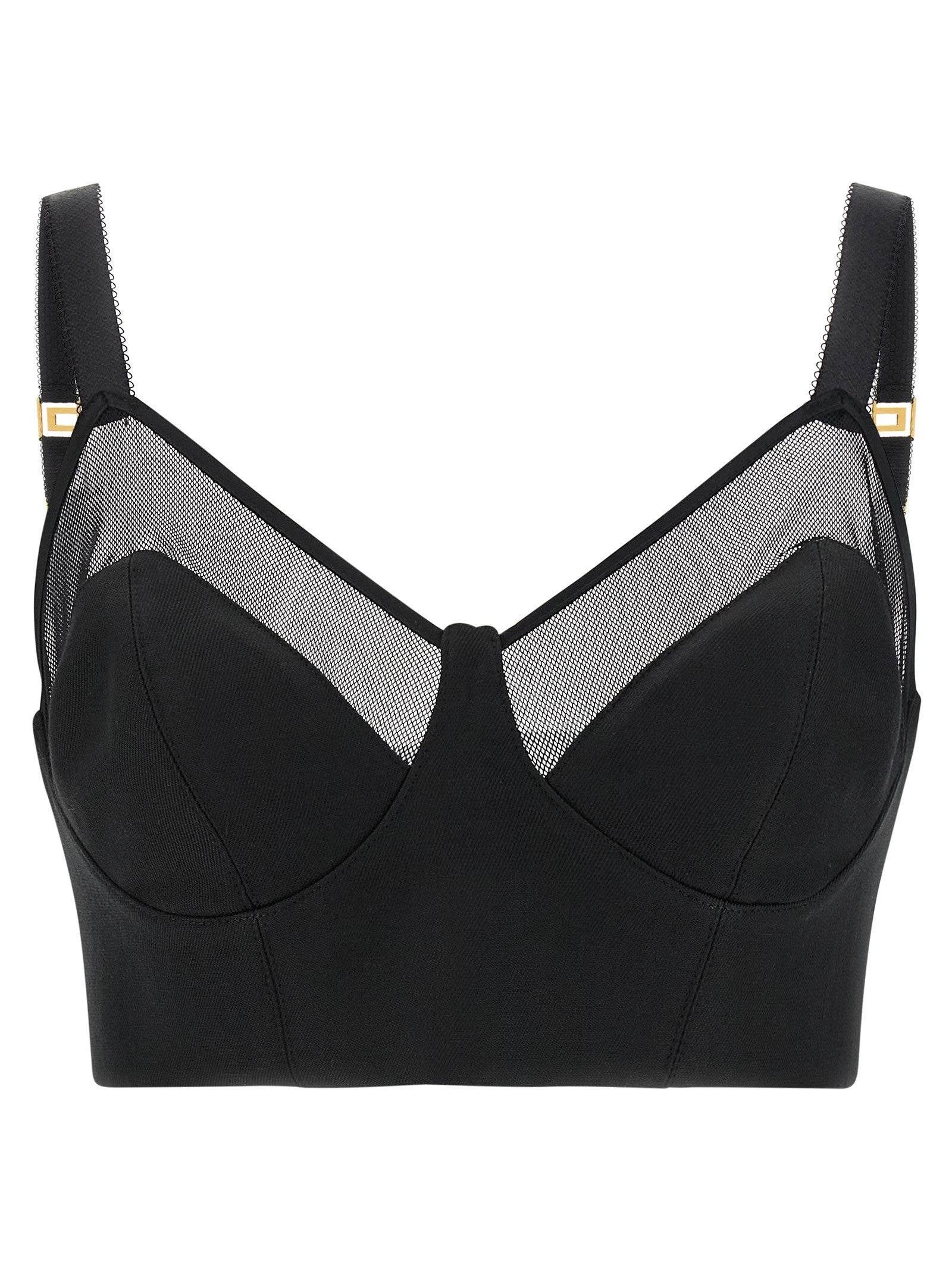 Elisabetta Franchi Cool Wool and Tulle Top Black
