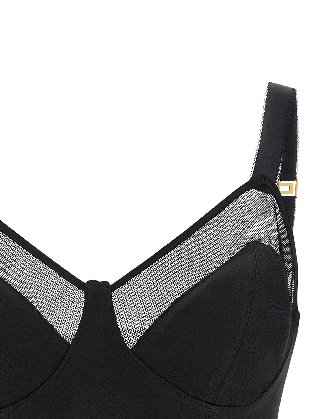 Elisabetta Franchi Cool Wool and Tulle Top Black