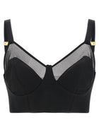 Elisabetta Franchi Cool Wool and Tulle Top Black