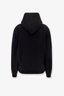 Coperni women’s black cotton hooded sweatshirt with ribbed cuffs and hem in a front view