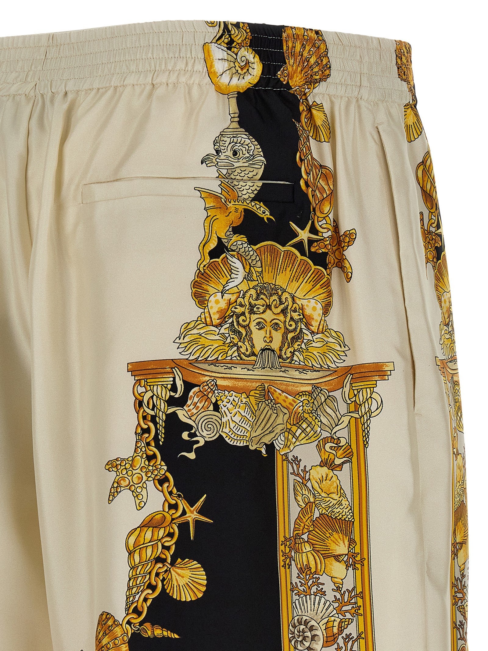 Versace Coral Theatre Print Bermuda Shorts Gold