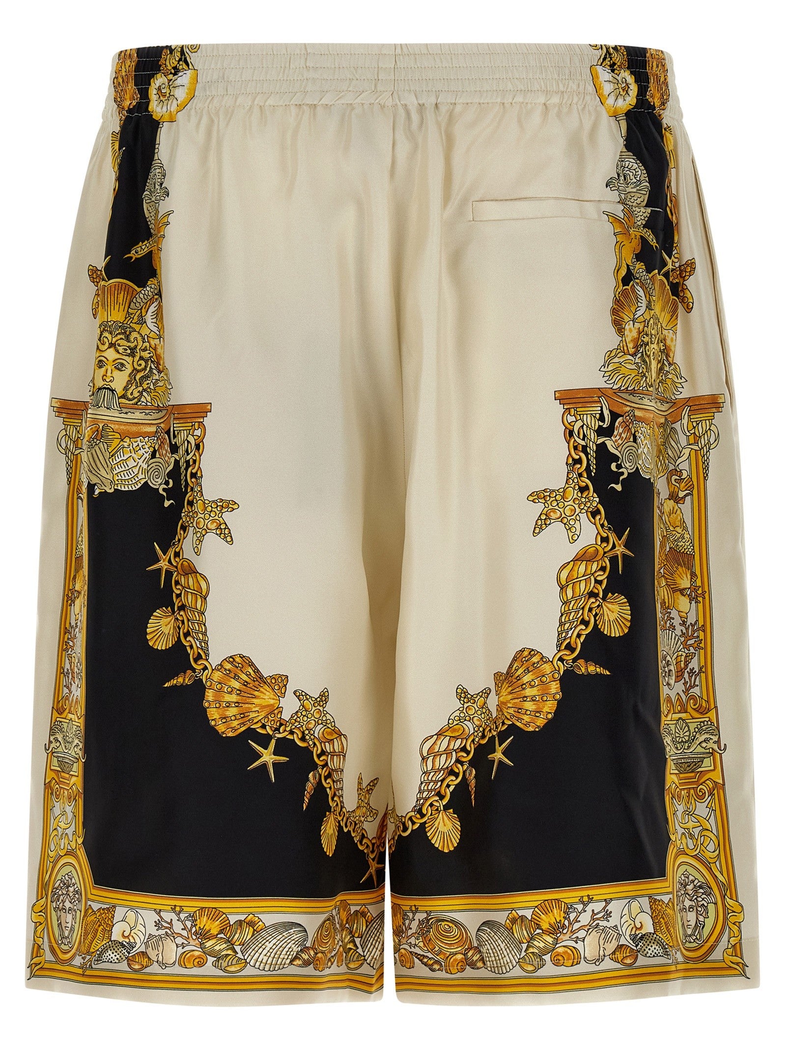 Versace Coral Theatre Print Bermuda Shorts Gold