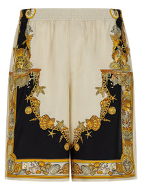 Versace Coral Theatre Print Bermuda Shorts Gold