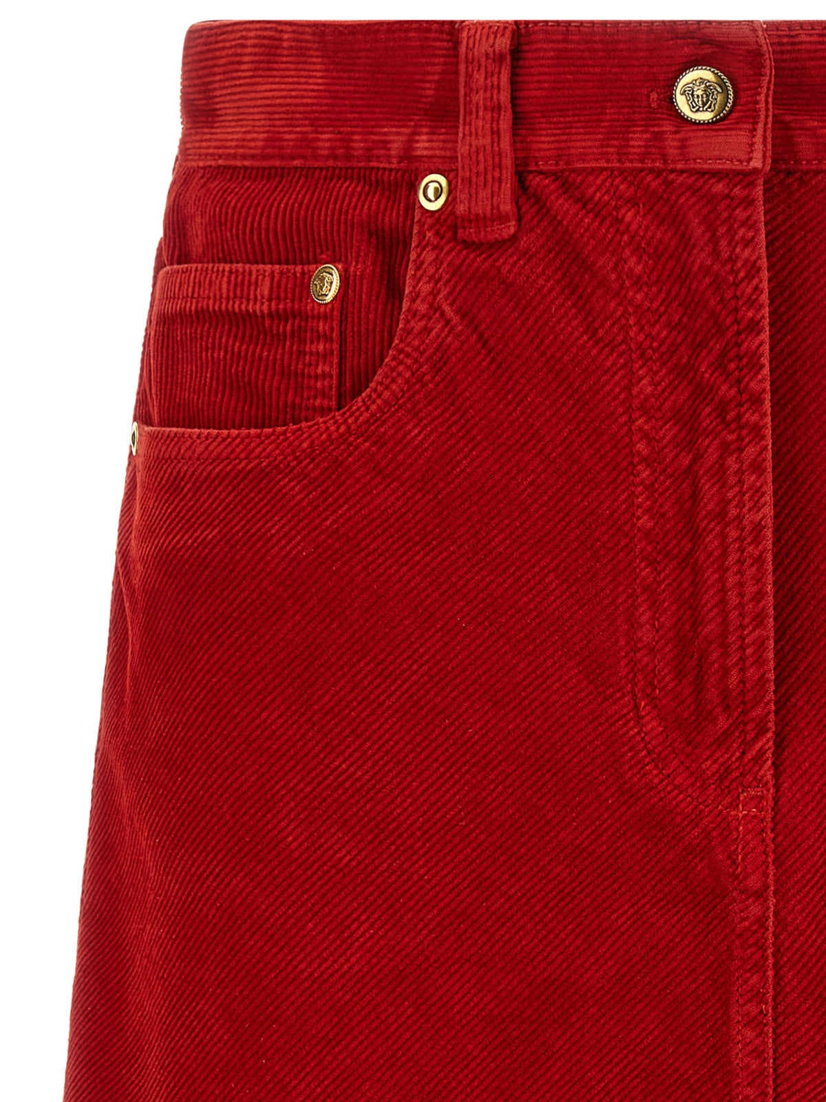 Versace Corduroy Skirt Red