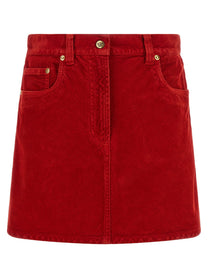 Versace Corduroy Skirt Red