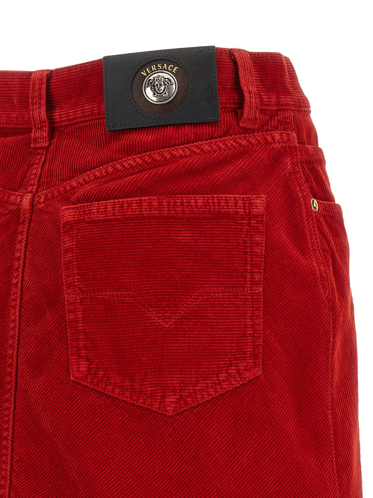 Versace Corduroy Skirt Red