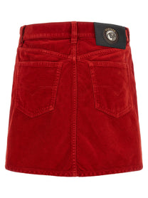 Versace Corduroy Skirt Red