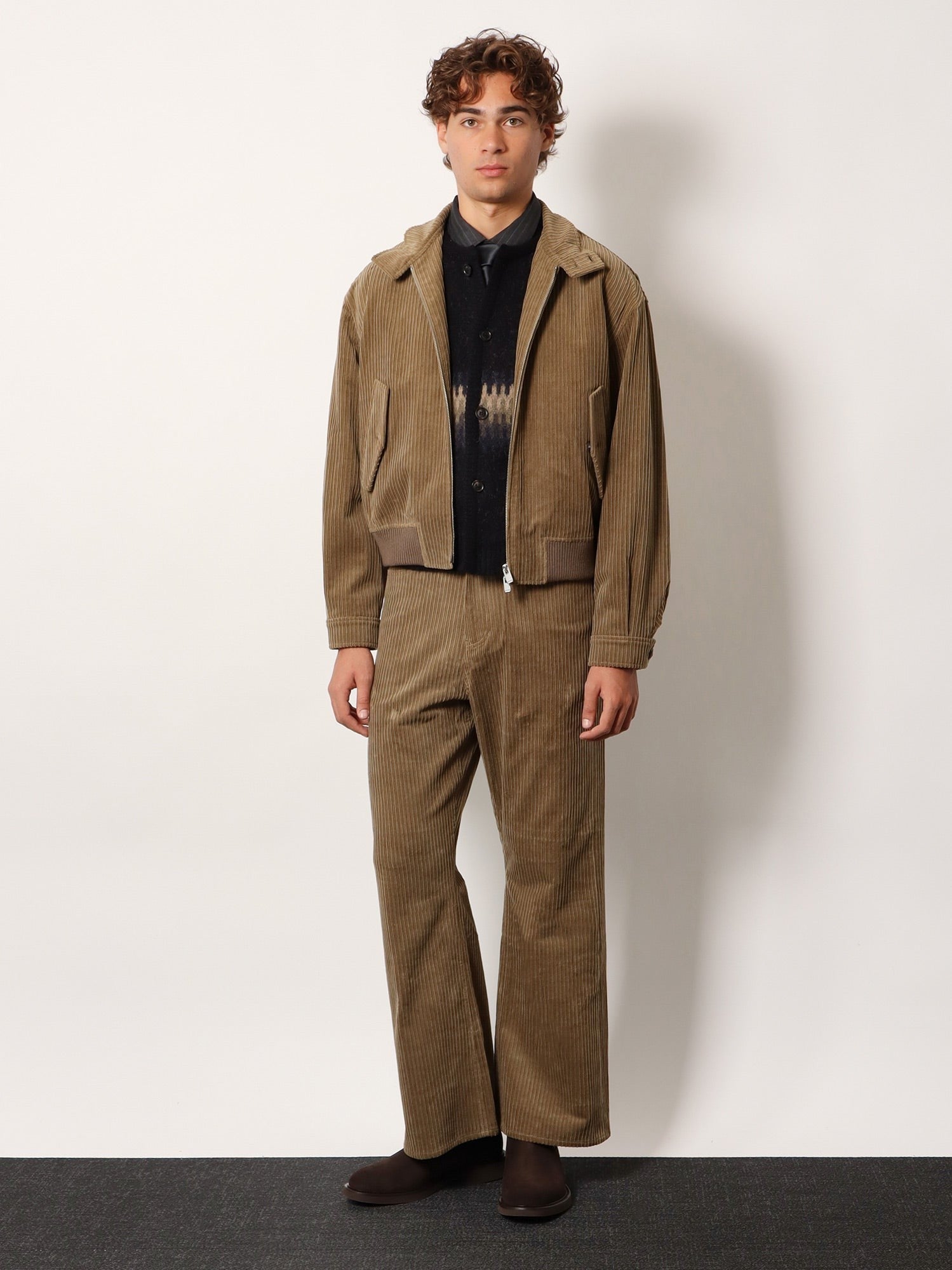 Tonywack Unisex Corduroy Unisex Trousers Beige
