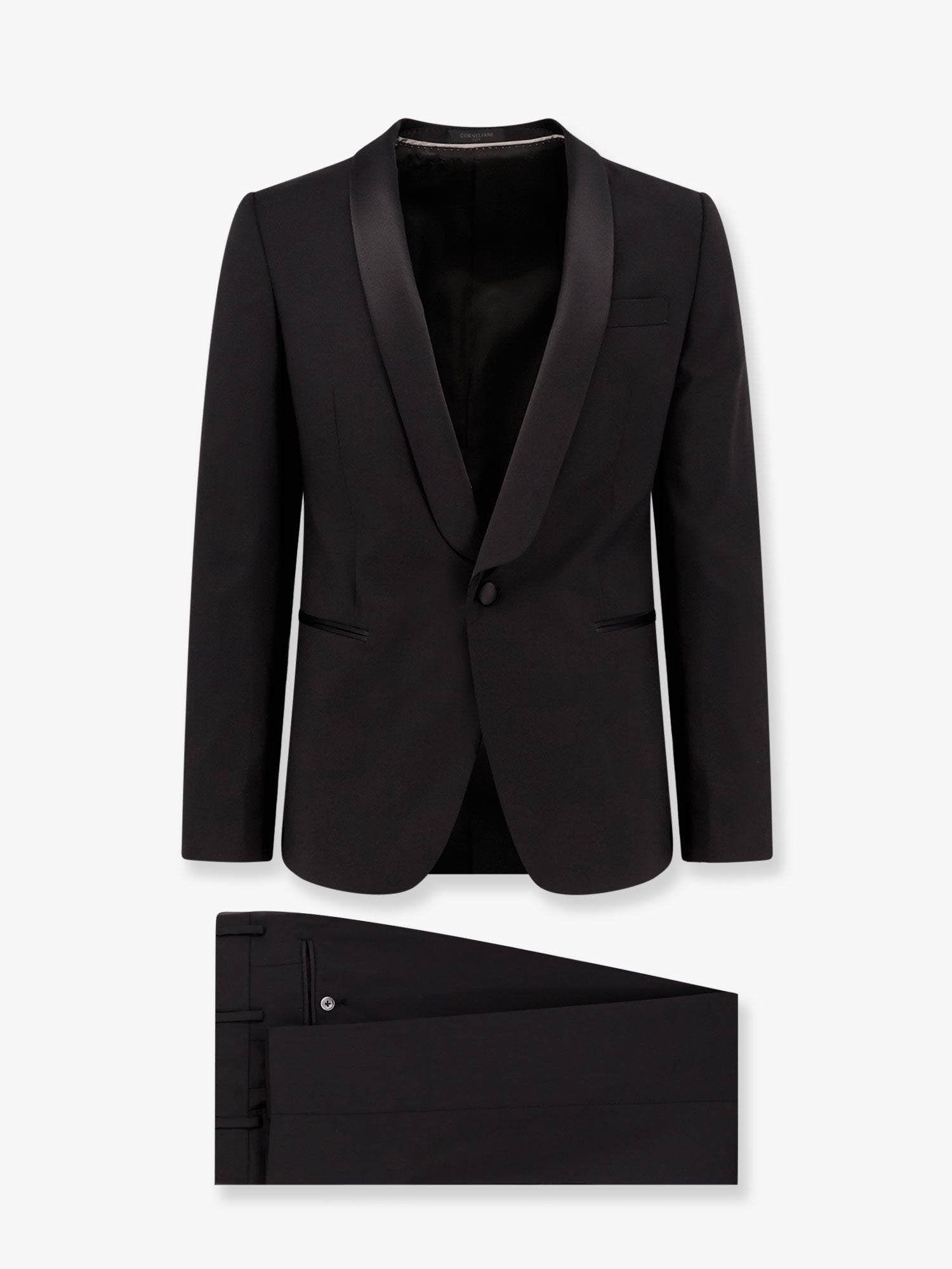 Corneliani - Virgin Wool Tuxedo With Satin Lapel - Men’s Outerwear
