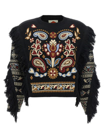 FARM Rio Cornely Embroidery Sweater Black