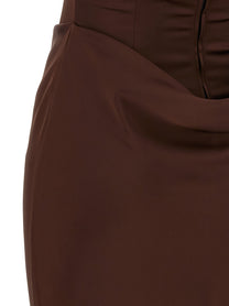 ROTATE Birger Christensen Corsage Long Dress Brown