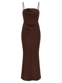 ROTATE Birger Christensen Corsage Long Dress Brown
