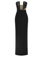 Nensi Dojaka Corsetted Draped Maxi Dress Black