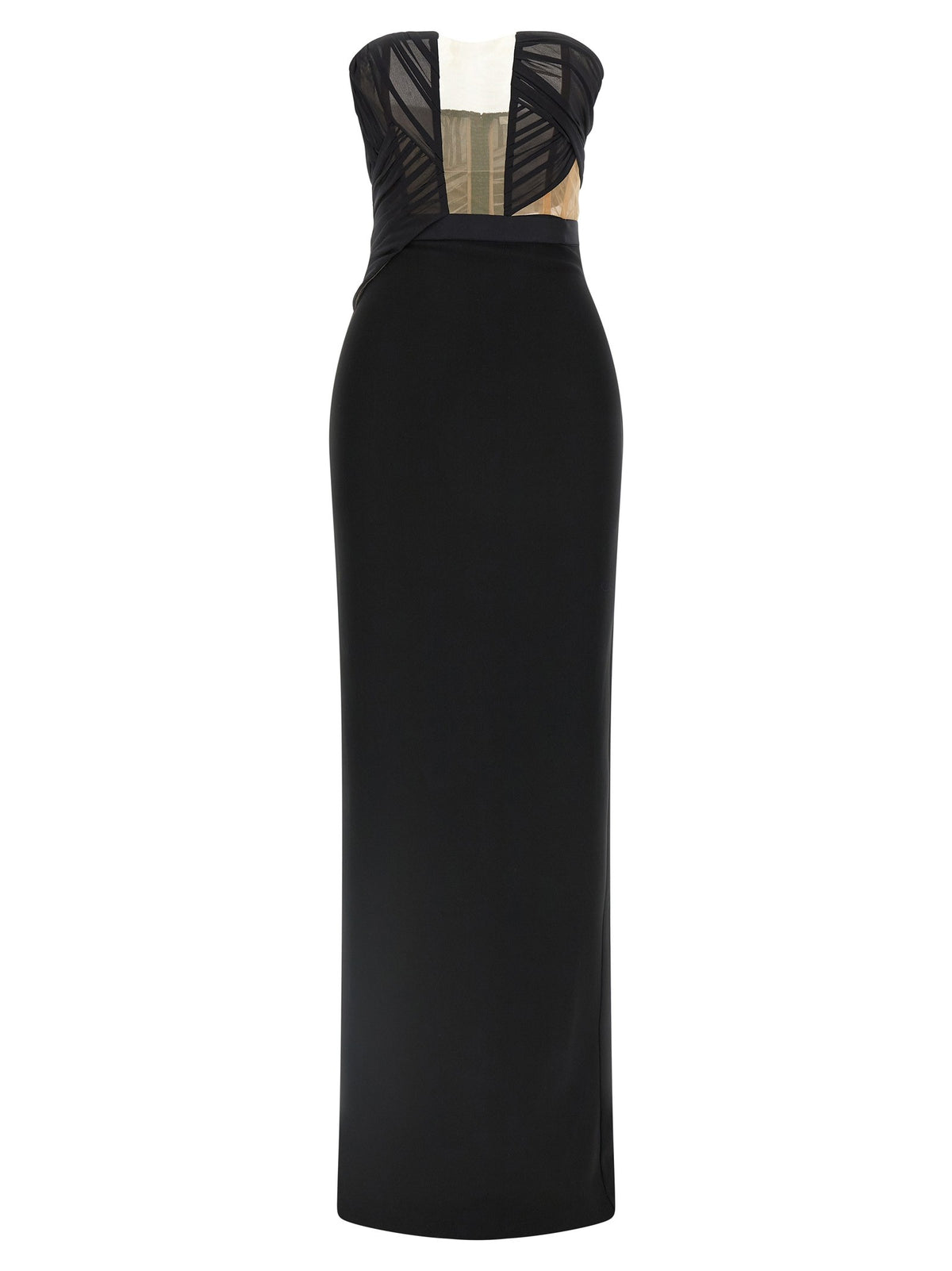 Nensi Dojaka Corsetted Draped Maxi Dress Black