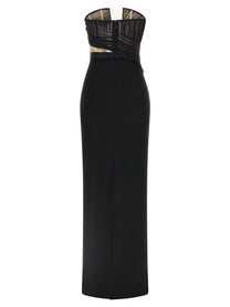 Nensi Dojaka Corsetted Draped Maxi Dress Black, view 2