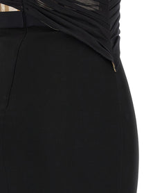 Nensi Dojaka Corsetted Draped Maxi Dress Black, view 4