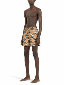 Burberry Men's Costume DA Bagno Con Stampa Check Beige