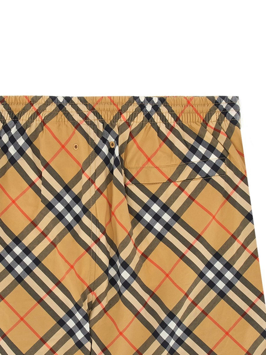 Burberry Men's Costume DA Bagno Con Stampa Check Beige