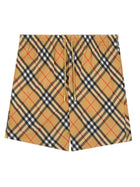 Burberry Men's Swimsuit with Print Check Beige