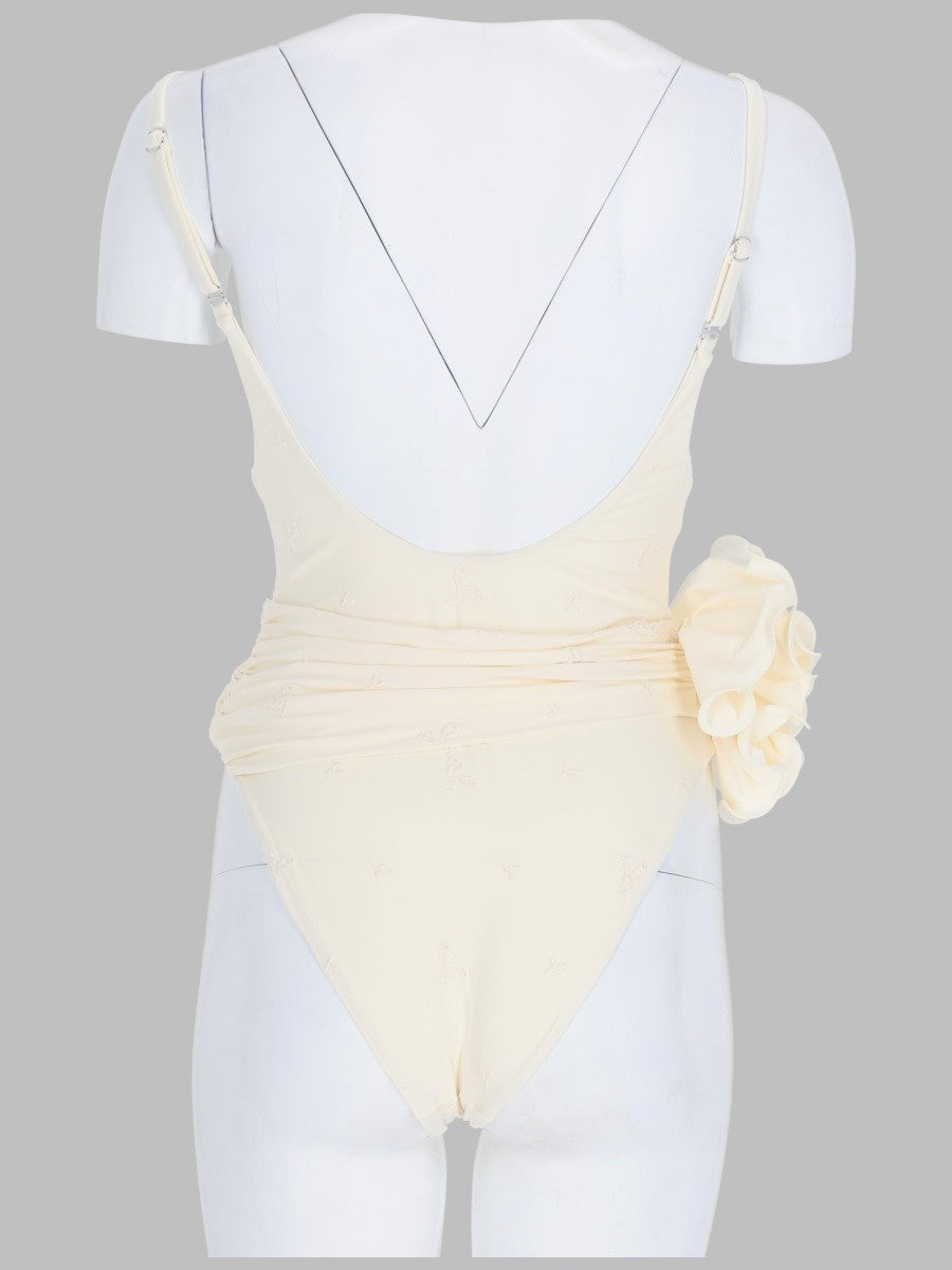 Magda Butrym Women's Costume DA Bagno Intero Con Rose Ricamate Beige