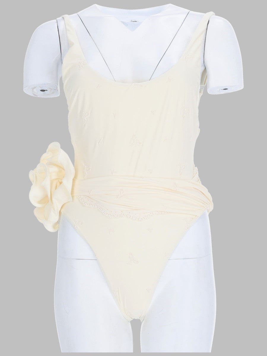 Magda Butrym Women's Costume DA Bagno Intero Con Rose Ricamate Beige