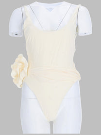 Magda Butrym Women's Costume DA Bagno Intero Con Rose Ricamate Beige