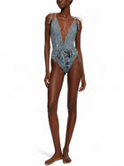 Diesel Women's One-Piece Swimsuit Denim-Effect Blue, view 2