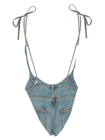 Diesel Women's One-Piece Swimsuit Denim-Effect Blue, view 3