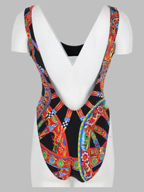 Dolce &amp; Gabbana Women's Costume Intero Olimpionico Stampa Carretto Black