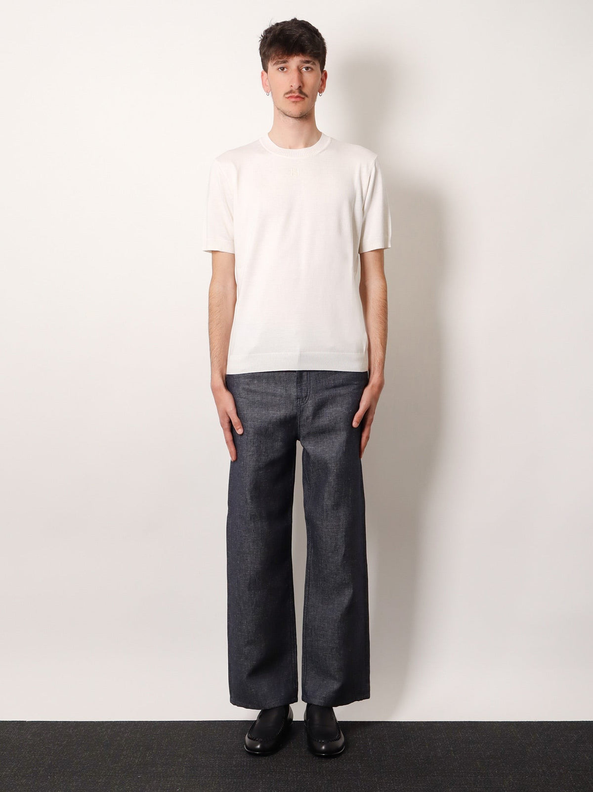 Fendi Men's Cotton and Cashmere Sweater White, view 3