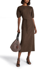 Lemaire Women's Cotton and Linen Midi Dress Brown