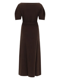Lemaire Women's Cotton and Linen Midi Dress Brown