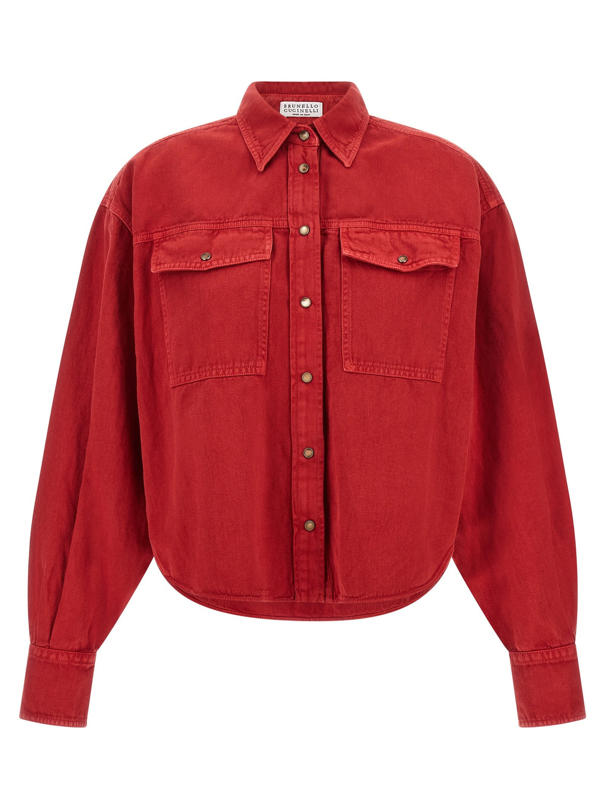 Brunello Cucinelli Cotton and Linen Shirt Red
