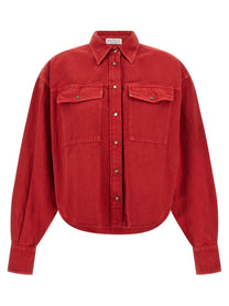 Brunello Cucinelli Cotton and Linen Shirt Red