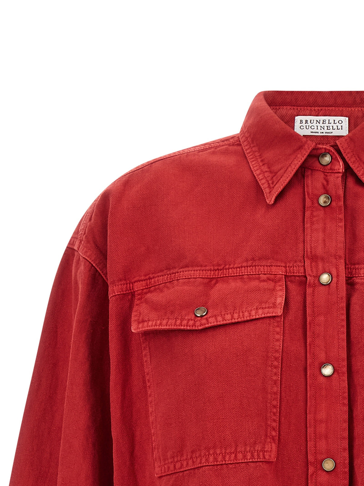Brunello Cucinelli Cotton and Linen Shirt Red, view 3