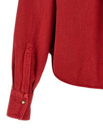 Brunello Cucinelli Cotton and Linen Shirt Red