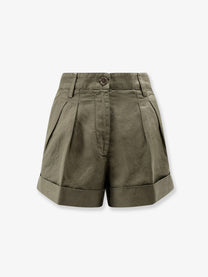 ASPESI Women's Cotton and Linen Shorts Green