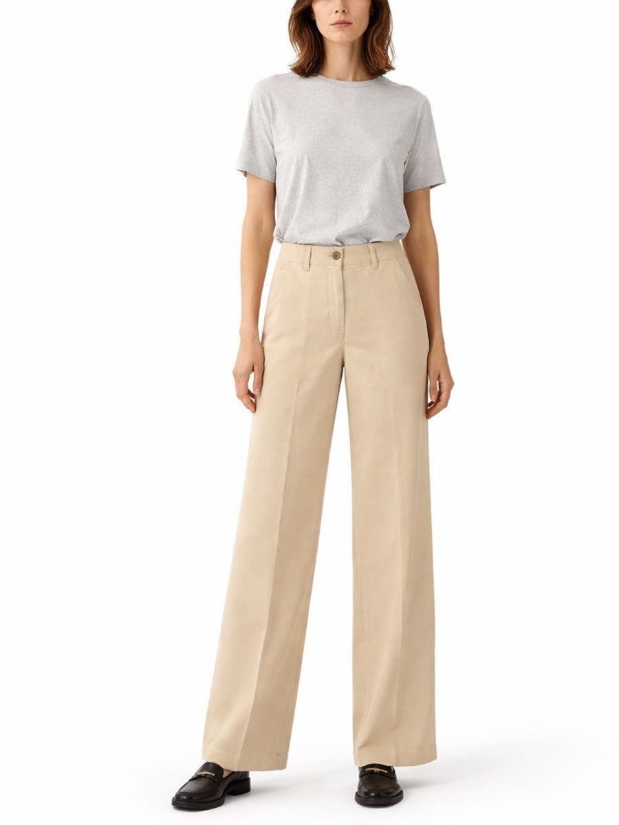 Aspesi Women's Cotton and Linen Tailored Pants Beige Aspesi