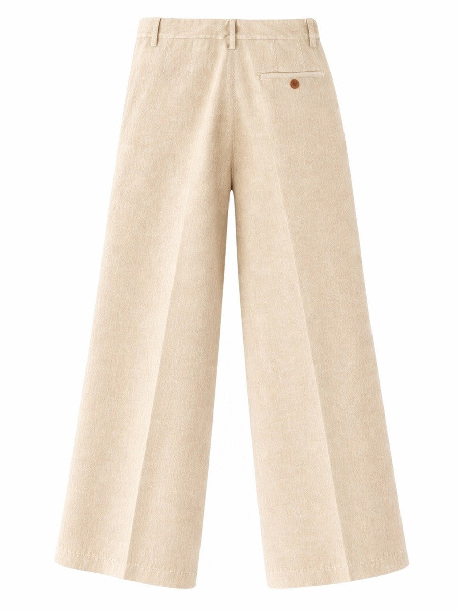 Aspesi Women's Cotton and Linen Tailored Pants Beige Aspesi