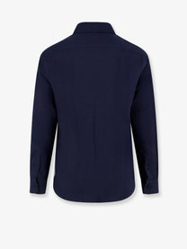 Brunello Cucinelli Men's Cotton and Lyocell Shirt Blue