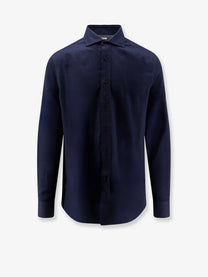 Brunello Cucinelli Men's Cotton and Lyocell Shirt Blue