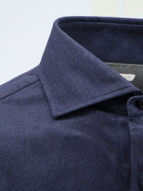 Brunello Cucinelli Men's Cotton and Lyocell Shirt Blue