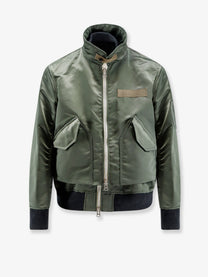 Sacai Men's Cotton and Nylon Jacket Green