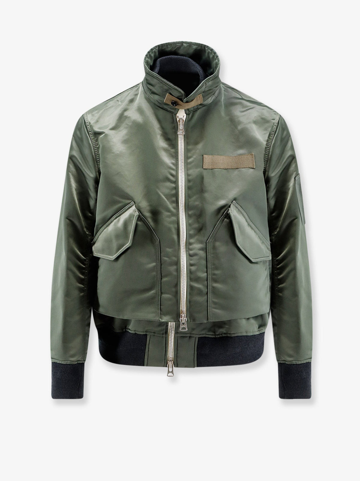 Sacai Men's Cotton and Nylon Jacket Green